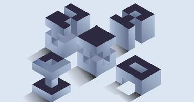 Dark gray blocks arranged in a floating structure with an isometric perspective. vector