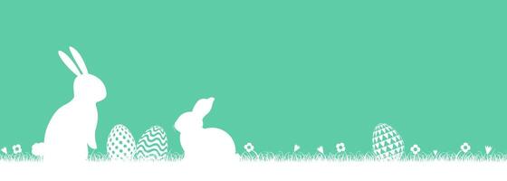 Easter featuring rabbits and Easter eggs. vector
