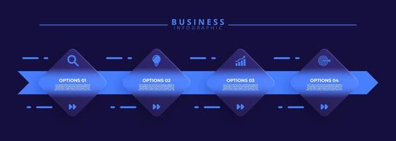 Infographic label design template featuring icons and four distinct steps. Ideal for process charts, presentation slides, workflow schemes vector