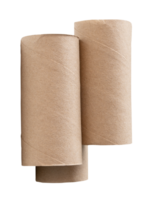 A vertical heap of tissue paper cores or toilet paper tubes isolated with clipping path in file format png