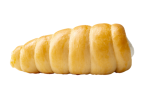 One puff pastry cream horn isolated with clipping path in file format png