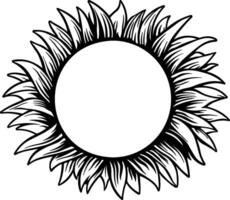 round empty frame with leaves in a circle in black color without background vector