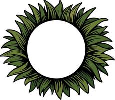 round empty frame with green leaves in a circle without background vector