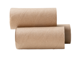 Tissue paper cores or toilet paper tubes in horizon in stack isolated with clipping path in file format png