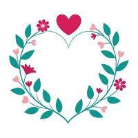 valentine's day frame with heart and flowers illustration vector