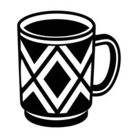 a black and white mug with a geometric pattern vector