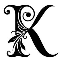 the letter k is decorated with a swirl design vector