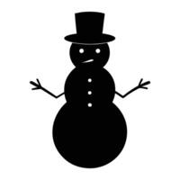 a black and white snowman with a top hat vector