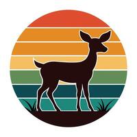 a deer standing in front of a colorful background vector