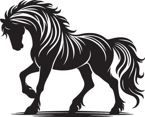 Silhouette of a Horse on White Background - EPS 10