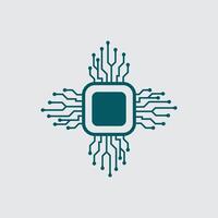 Tech gear logo design template. Technology Logo Template IC Design simple vector