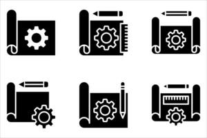 blueprint icon set, vector
