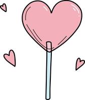 Heart shaped lollipop illustration. Hand drawn lollipop on Valentine's, Mother's or Women's Day vector