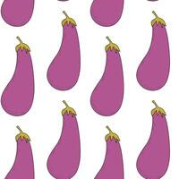 Pattern with eggplants. Vegetable seamless pattern with white background vector