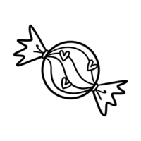 Outline of a round bag of sweets with a pattern. Design a basic coloring book, activity book, or create a simple coloring page, activity book, or other graphic decoration. png