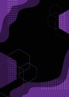 Purple waves and lines geometric abstract on a black background. For cover, book, web, presentation, and card. vector