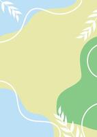 White leaves on green, blue, and yellow abstract background. For cover, book, web, presentation, and card. vector