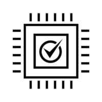 processor chip with checkmark icon vector