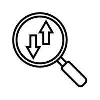 magnifying glass with arrow up and down icon vector