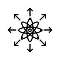 molecule symbol with expansion arrow icon vector