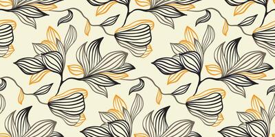 Hand drawn simple abstract floral print. Trendy collage frame pattern. Fashionable template for fabric design. Line pattern vector
