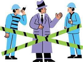 A detective asking from first responders, flat style illustration vector