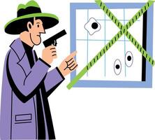 A flat illustration of detective solving murder mystery vector
