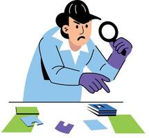 A flat illustration of detective solving puzzle mystery vector