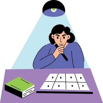 A flat illustration of character decoding secret message vector