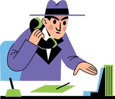 A flat illustration of wiretapping detective vector
