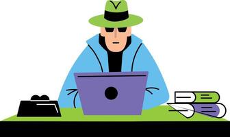 A flat illustration of character working in detective office vector