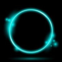 Illuminate frame design. Abstract cosmic vibrant color circle backdrop. Glowing neon lighting on dark background. Futuristic style vector