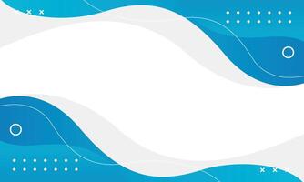 Abstract blue and white fluid wave background with geometric shapes. Modern dynamic wallpaper vector