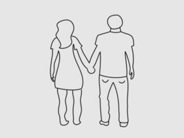 The figures are positioned side by side with the womans head slightly tilted towards the man suggesting intimacy and connection vector