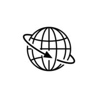 Globe icon with arrow. vector