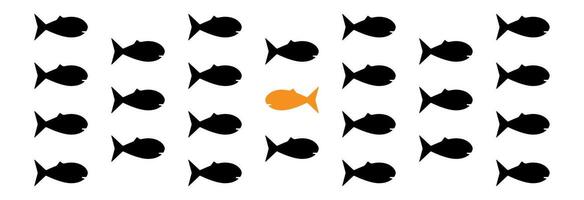 Fish swimming against the current. vector