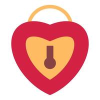 Heart red lock sign icon in flat style. Locked Heart-shape padlock concept vector