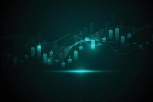 Abstract trend business candle stick graph chart of stock market investment trading on green background design. Bullish point vector