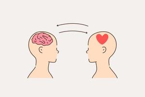 Balance between rationality and emotion for person who uses brain and heart at same time vector