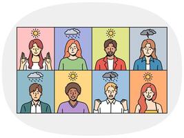 People experiencing mood swings due to weather conditions and cloudiness or magnetic storms in sun vector