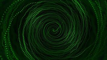 Green tunnel. Hi-tech Forward movement into darkness. Looped. Wormhole. Flight in sci-fi space. Green background. Radial circles slowly moving. Super-fast, fast 3D corridor. HD, 4K, 60 fps. video