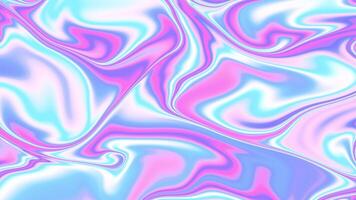 Animated 3D waving cloth texture. Liquid holographic background. Smooth silk cloth surface with ripples and folds in tissue. 4k abstract motion graphics dynamic pink and blue background. soft gradient video