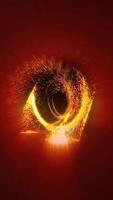 The yellow disk of the space and time portal, emitting sparks, rotates quickly and efficiently against a red background. video