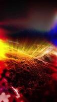 The mysterious landscape of an unknown planet in bright red and yellow colors, playing with light, smoothly changes perspective, creating for the beholder the effect of flight and presence. video