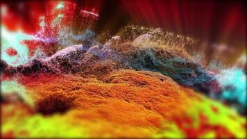 The mysterious landscape of an unknown planet in orange-red tones, playing with light, smoothly changes perspective, creating for the beholder the effect of flight and presence. video