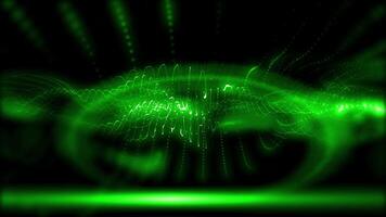 Abstract calming background. Smoothly moving, changing perspectives in space, green virtual waves video