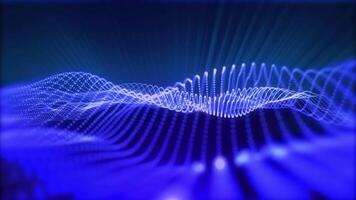 Abstract calming background. Smoothly moving, changing perspectives in space, blue virtual waves video