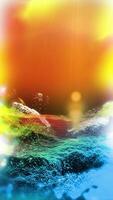 The mysterious landscape of an unknown planet in bright orange-blue tones, playing with light, smoothly changes perspective, creating for the beholder the effect of flight and presence. video