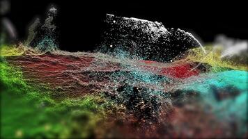 The multi-colored landscape of an unknown planet, playing with light, smoothly changes perspective, creating for the beholder the effect of flight and presence. video