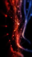 Abstract original background of cosmic shiny red-blue smoothly moving, changing perspective in space, golden waves video